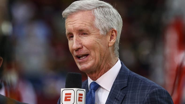 Jan 18, 2020; Houston, Texas, USA; Mike Breen before a game between the Houston Rockets and the Los Angeles Lakers at Toyota Center. Mandatory Credit: Troy Taormina-USA TODAY Sports