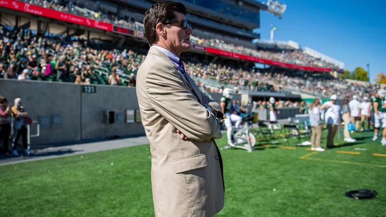 Mountain West Conference commissioner Craig Thompson watches CSU take on San Jose State at Canvas Stadium on Saturday, Oct. 9, 2021.
Ftc 1009 Ja Csu Sjsu Fb 030