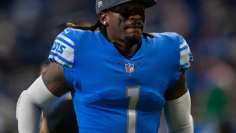 Oct 17, 2021; Detroit, Michigan, USA; Detroit Lions cornerback Nickell Robey-Coleman (1) jogs off the field after the game against the Cincinnati Bengals at Ford Field. Mandatory Credit: Raj Mehta-USA TODAY Sports