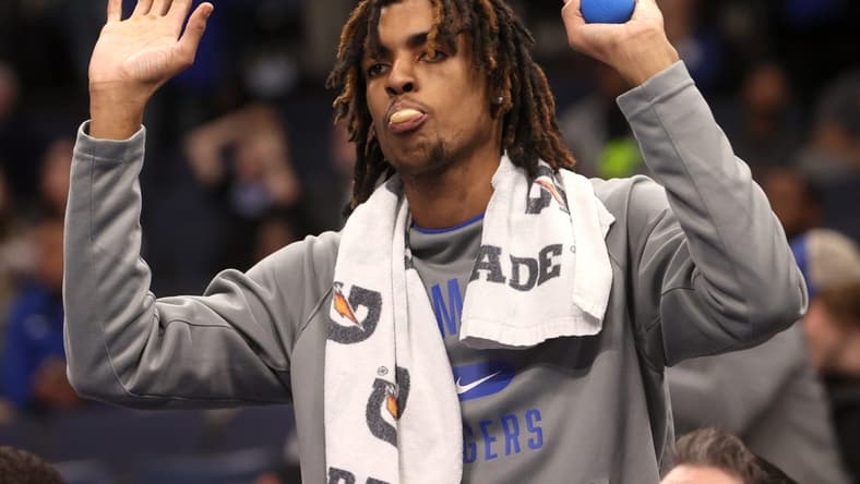 Memphis guard Emoni Bates cheers on his team from the sidelines as they take on Tulane at FedExForum in Memphis on Feb. 9, 2022.
Syndication The Commercial Appeal