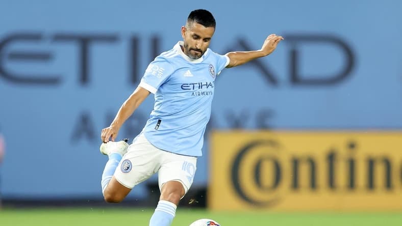 Jul 23, 2022; New York, New York, USA; New York City FC midfielder Maximiliano Moralez (10) controls the ball against Inter Miami CF during the second half at Yankee Stadium. Mandatory Credit: Brad Penner-USA TODAY Sports