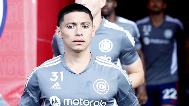 Aug 21, 2022; Chicago, Illinois, USA; Chicago Fire midfielder Federico Navarro (31) takes the field before the game against New York City at Bridgeview Stadium. Mandatory Credit: Mike Dinovo-USA TODAY Sports
