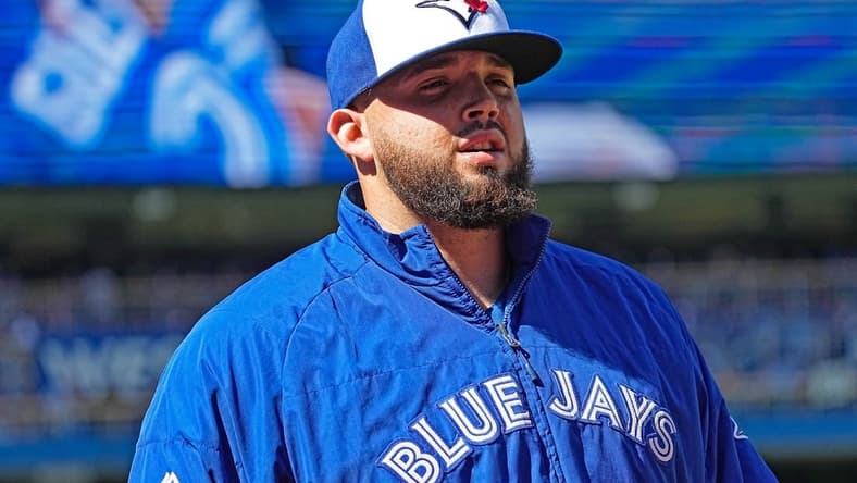 Aug 27, 2022; Toronto, Ontario, CAN; Toronto Blue Jays starting pitcher Alek Manoah (6) walks onto the field before the start of the first inning against the Los Angeles Angels at Rogers Centre. Mandatory Credit: John E. Sokolowski-USA TODAY Sports