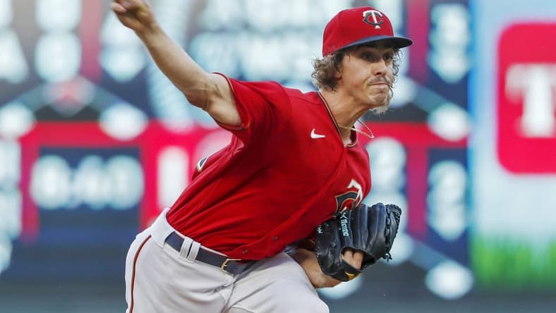 Aug 31, 2022; Minneapolis, Minnesota, USA; Minnesota Twins starting pitcher Joe Ryan (41) throws a pitch against the Boston Red Sox in the first inning at Target Field. Mandatory Credit: Bruce Kluckhohn-USA TODAY Sports