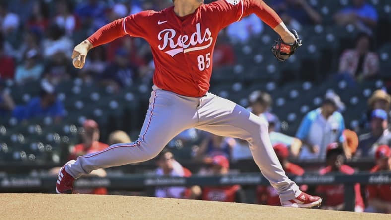 Sep 8, 2022; Chicago, Illinois, USA; Cincinnati Reds starting pitcher Luis Cessa (85) delivers against the Chicago Cubs during the first inning at Wrigley Field. Mandatory Credit: Matt Marton-USA TODAY Sports
