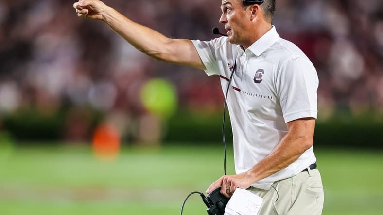 Sep 3, 2022; Columbia, South Carolina, USA; South Carolina Gamecocks head coach Shane Beamer directs his team against the Georgia State Panthers in the second half at Williams-Brice Stadium. Mandatory Credit: Jeff Blake-USA TODAY Sports