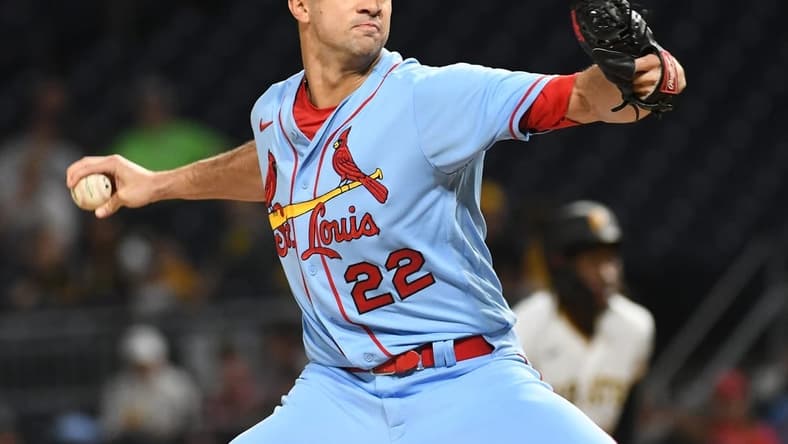 Sep 10, 2022; Pittsburgh, Pennsylvania, USA; St. Louis Cardinals starting pitcher Jack Flaherty (22) delivers the ball to the Pittsburgh Pirates in the first inning at PNC Park. Mandatory Credit: Philip G. Pavely-USA TODAY Sports