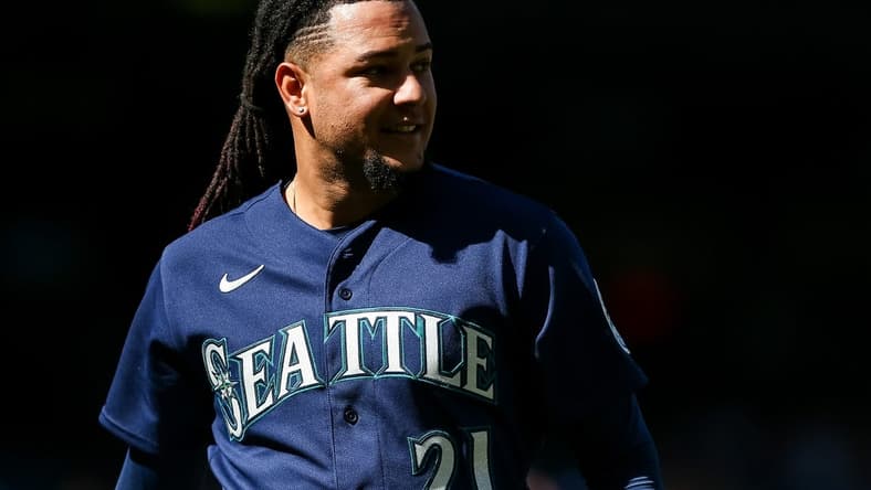 Sep 7, 2022; Seattle, Washington, USA; Seattle Mariners starting pitcher Luis Castillo (21) walks off the field after pitching against the Chicago White Sox during the second inning at T-Mobile Park. Mandatory Credit: Lindsey Wasson-USA TODAY Sports