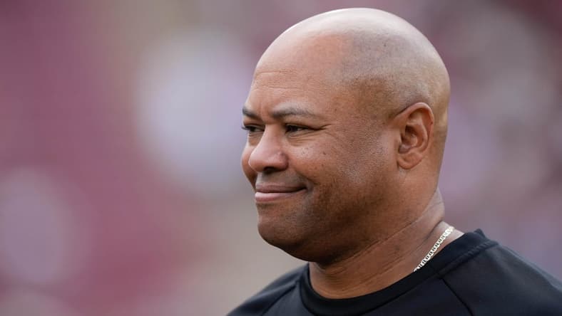 Sep 10, 2022; Stanford, California, USA;  Stanford Cardinal head coach David Shaw smiles before the start of the first quarter against the USC Trojans at Stanford Stadium. Mandatory Credit: Stan Szeto-USA TODAY Sports