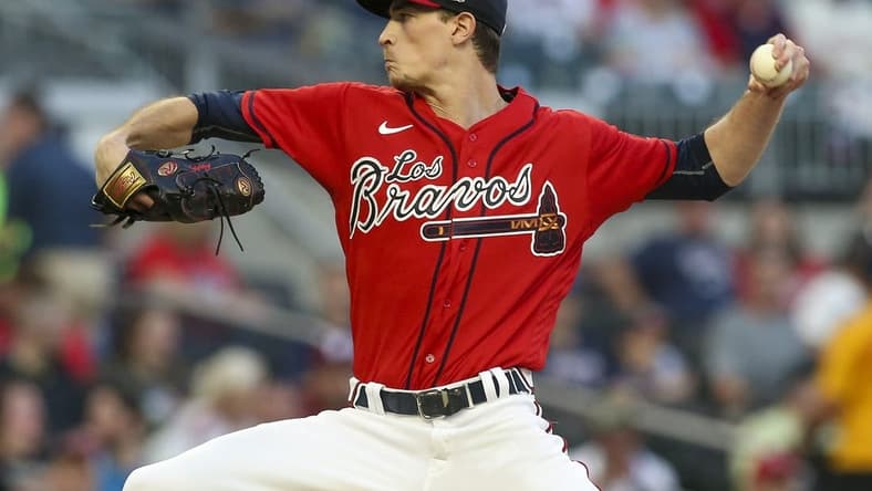Sep 16, 2022; Atlanta, Georgia, USA; Atlanta Braves starting pitcher Max Fried (54) throws against the Philadelphia Phillies in the first inning at Truist Park. Mandatory Credit: Brett Davis-USA TODAY Sports