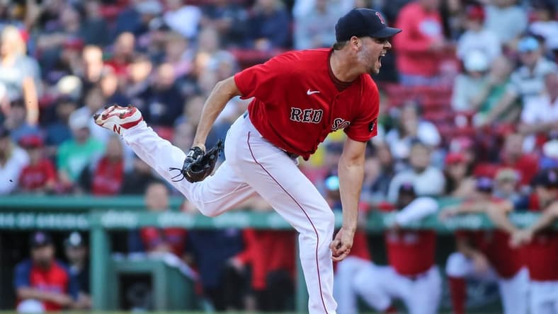 Sep 17, 2022; Boston, Massachusetts, USA; Boston Red Sox starting pitcher Rich Hill (44) at Fenway Park. Mandatory Credit: Wendell Cruz-USA TODAY Sports