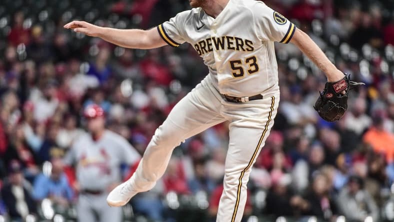 Sep 28, 2022; Milwaukee, Wisconsin, USA; Milwaukee Brewers pitcher Brandon Woodruff (53) throws a pitch in the first inning against the St. Louis Cardinals at American Family Field. Mandatory Credit: Benny Sieu-USA TODAY Sports