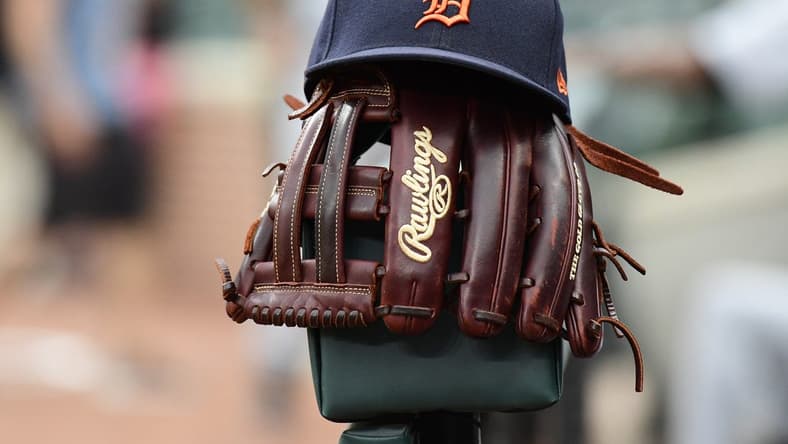 May 28, 2019; Baltimore, MD, USA;  A detailed view of Detroit Tigers hat and glove before the game against the Baltimore Orioles at Oriole Park at Camden Yards. Mandatory Credit: Tommy Gilligan-USA TODAY Sports