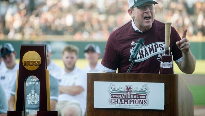 Mississippi State's Athletic Director John Cohen speaks during MSU's 2021 Baseball National Championship ceremony at the Dudy Noble Field at Polk-Dement Stadium on Friday, July 2, 2021.

Msu Parade And Ceremony17
