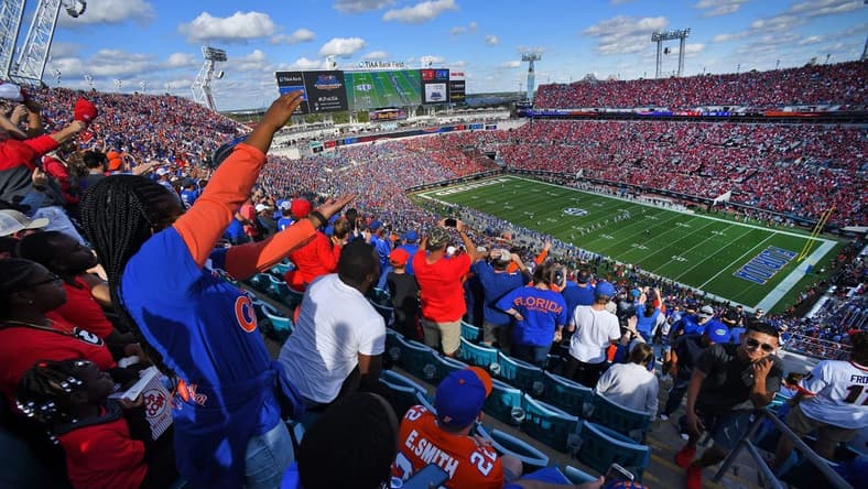The Florida Gators went into the half trailing the Georgia Bulldogs 24 to 0. The Florida Gators were the home team for this year's annual Florida vs Georgia college football rivalry game at TIAA Bank Field in Jacksonville, Florida Saturday, October 30, 2021.

Jki 103021 Bsfloridageorgia 15