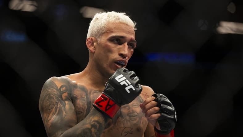 May 7, 2022; Phoenix, Arizona, USA; Charles Oliveira during UFC 274 at Footprint Center. Mandatory Credit: Mark J. Rebilas-USA TODAY Sports
