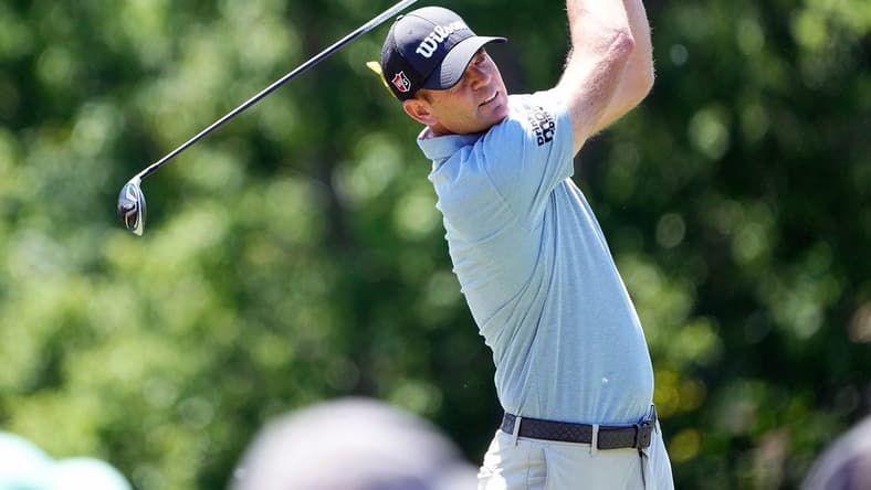 Jun 5, 2022; Dublin, Ohio, USA; Brendan Steele watches his tee shot on the 5th hole during the Final Round of the Memorial Tournament at Muirfield Village Golf Club in Dublin, Ohio on June 5, 2022.

Pga Final Round Memorial Tournament