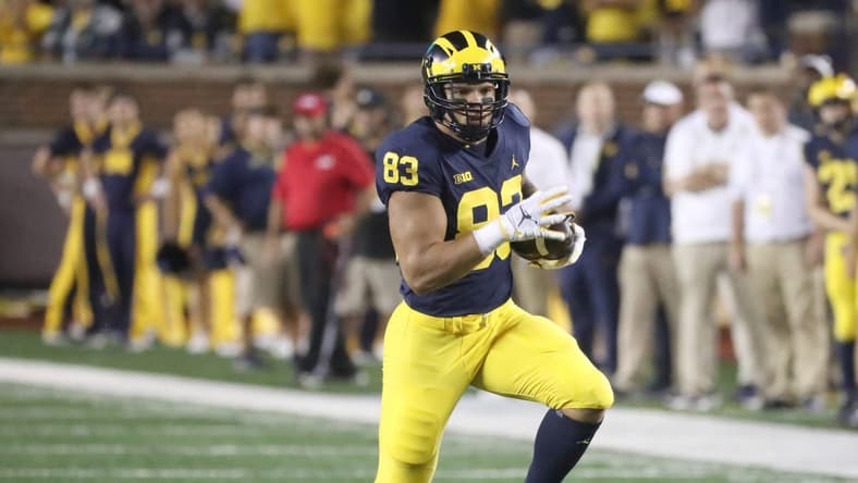 Michigan tight end Erick All catches a pass against the Hawaii during the first half on Saturday, Sept. 10, 2022, in Ann Arbor.

Mich2