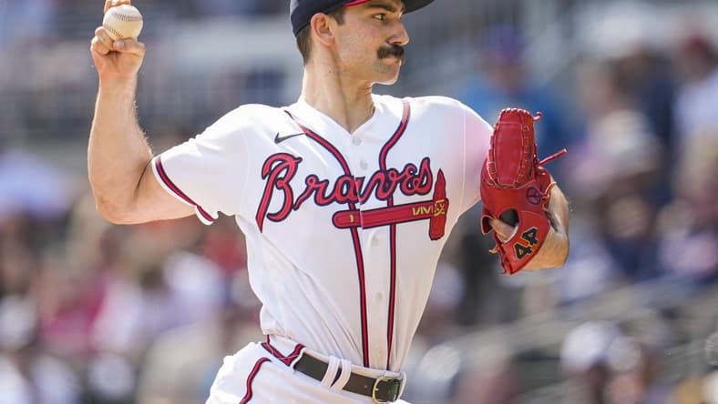 Sep 18, 2022; Cumberland, Georgia, USA; Atlanta Braves starting pitcher Spencer Strider (65) pitches against the Philadelphia Phillies during the sixth inning at Truist Park. Mandatory Credit: Dale Zanine-USA TODAY Sports