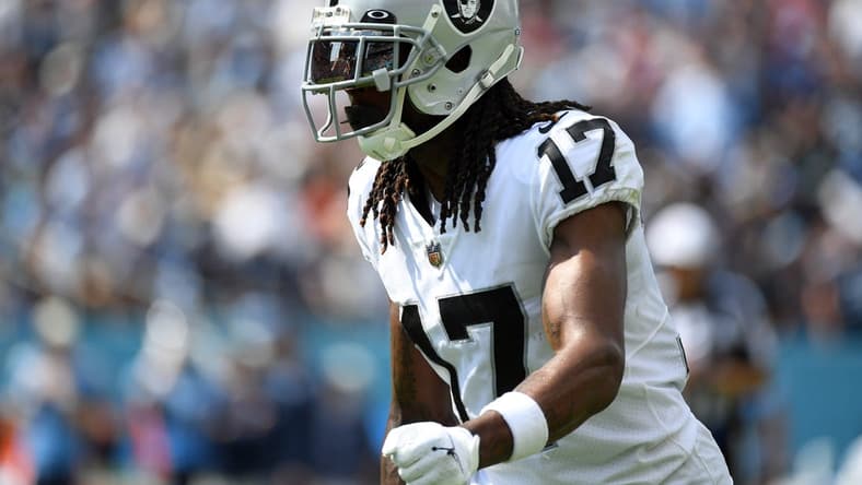 Sep 25, 2022; Nashville, Tennessee, USA; Las Vegas Raiders wide receiver Davante Adams (17) during the second half against the Tennessee Titans at Nissan Stadium. Mandatory Credit: Christopher Hanewinckel-USA TODAY Sports