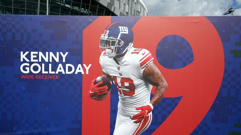 Oct 1, 2022; London, United Kingdom; An image of New York Giants receiver Kenny Golladay (19) at Tottenham Hotspur Stadium. The venue will play host to the NFL International Series games between the Minnesota Vikings and New Orleans Saints (Oct. 2, 2022) and the Giants and the Green Bay Packers (Oct. 9, 2022). Mandatory Credit: Kirby Lee-USA TODAY Sports