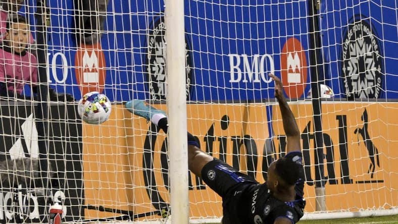 Oct 1, 2022; Montreal, Quebec, CAN; CF Montreal forward Mason Toye (13) scores a goal against D.C. United during the first half at Stade Saputo. Mandatory Credit: Eric Bolte-USA TODAY Sports