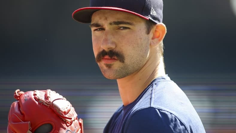 Oct 10, 2022; Atlanta, Georgia, USA; Atlanta Braves starting pitcher Spencer Strider (65) during a team workout for the NLDS at Truist Park. Mandatory Credit: Brett Davis-USA TODAY Sports