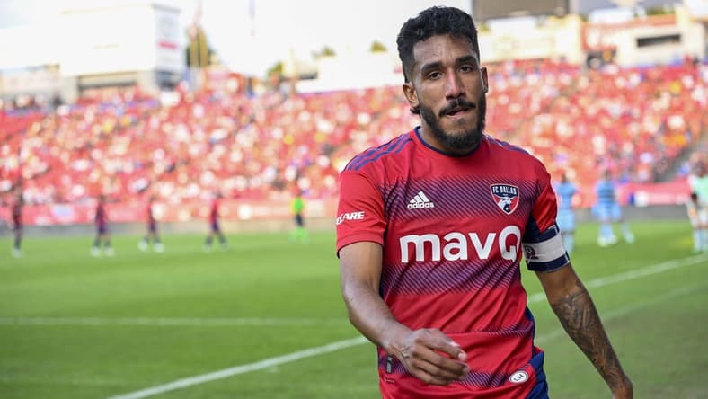 Oct 9, 2022; Frisco, Texas, USA; FC Dallas forward Jesus Ferreira (10) in action during the game between FC Dallas and Sporting Kansas City at Toyota Stadium. Mandatory Credit: Jerome Miron-USA TODAY Sports