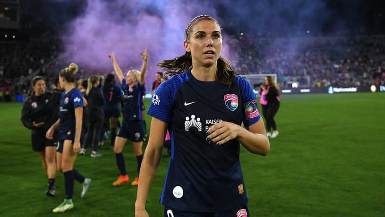 Oct 16, 2022; San Diego, California, USA; San Diego Wave FC forward Alex Morgan (13) looks on after the game against the Chicago Red Stars at Snapdragon Stadium. Mandatory Credit: Orlando Ramirez-USA TODAY Sports