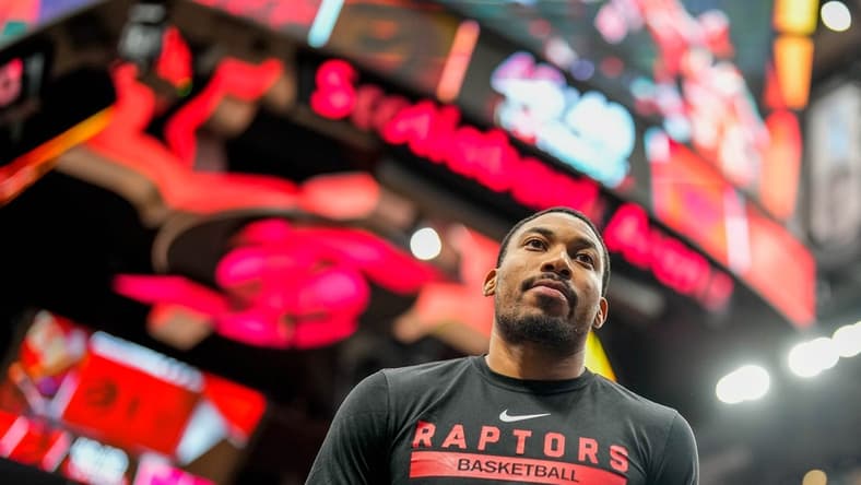 Oct 9, 2022; Toronto, Ontario, CAN; Toronto Raptors forward Otto Porter Jr. (32) leaves the court before playing the Chicago Bulls at Scotiabank Arena. Mandatory Credit: Kevin Sousa-USA TODAY Sports