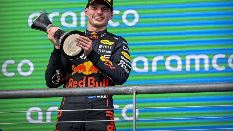 Oct 23, 2022; Austin, Texas, USA; Red Bull Racing Limited driver Max Verstappen (1) of Team Netherlands celebrates winning the U.S. Grand Prix F1 race at Circuit of the Americas. Mandatory Credit: Jerome Miron-USA TODAY Sports
