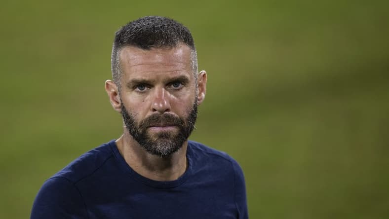 Sep 27, 2020; Washington, D.C., USA; D.C. United head coach Ben Olsen looks on after the game against the New England Revolution at Audi Field. Mandatory Credit: Scott Taetsch-USA TODAY Sports