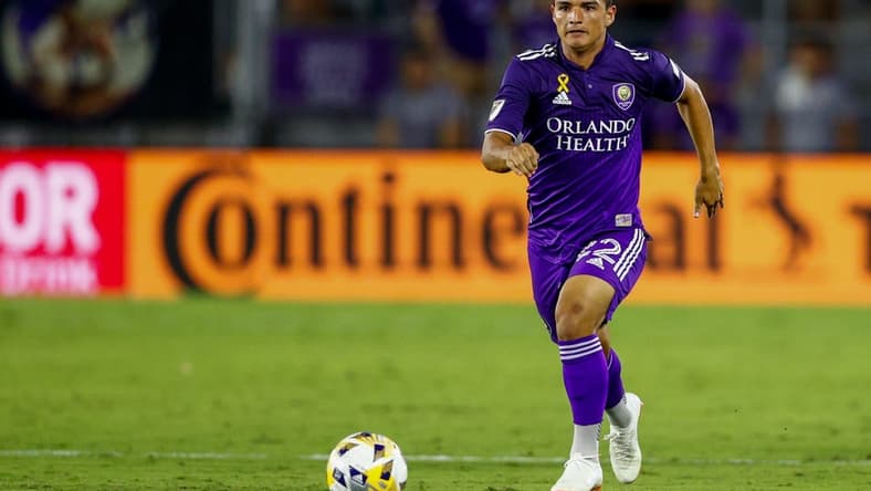Sep 15, 2021; Orlando, Florida, USA; Orlando City forward Alexander Alvarado (22) controls the ball against CF Montreal in the second half at Orlando City Stadium. Mandatory Credit: Nathan Ray Seebeck-USA TODAY Sports