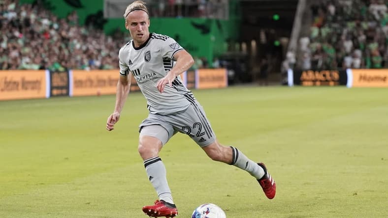 Aug 6, 2022; Austin, Texas, USA; Austin FC midfielder Felipe Martins (22) dribbles the ball during the second half against Austin FC at Q2 Stadium. Mandatory Credit: Scott Wachter-USA TODAY Sports
