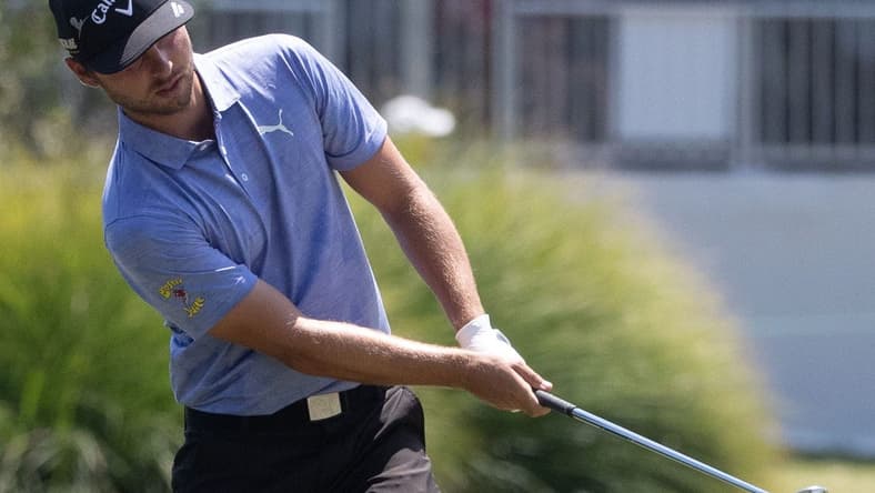 Adam Svensson tees during the final round of the FedEx St. Jude Championship on Sunday, Aug. 14, 2022, at TPC Southwind in Memphis.