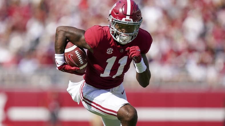 Sep 17, 2022; Tuscaloosa, Alabama, USA; Alabama Crimson Tide wide receiver Traeshon Holden (11) at Bryant-Denny Stadium. Mandatory Credit: Marvin Gentry-USA TODAY Sports