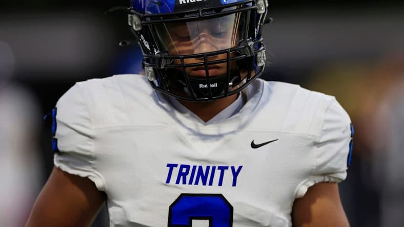 Trinity Christian Academy's Colin Hurley (2) walks over to coaches during the second quarter of a regular season high school football game Friday, Oct. 7, 2022 at Riverside High School in Jacksonville. Trinity won 30-14.

Jki 100722 Hsfb Trinityriverside 68