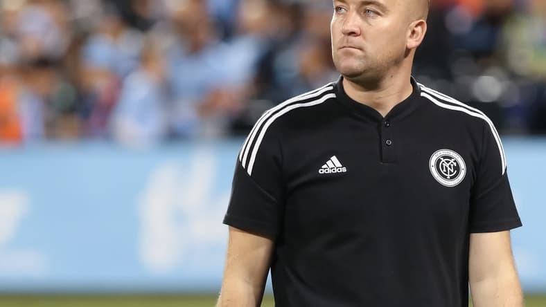 Oct 17, 2022; Flushing, New York, USA; New York City head coach Nick Cushing in action before the game against Inter Miami at Citi Field. Mandatory Credit: Tom Horak-USA TODAY Sports