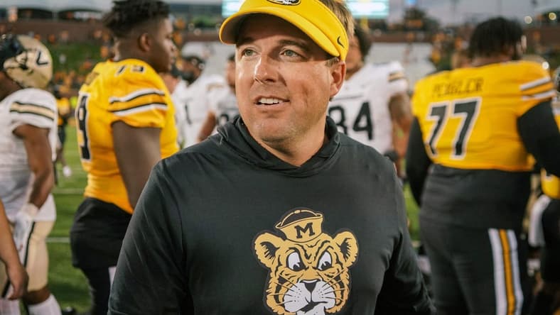 Oct 22, 2022; Columbia, Missouri, USA; Missouri Tigers head coach Eli Drinkwitz leaves the field after a game against the Vanderbilt Commodores at Faurot Field at Memorial Stadium. Mandatory Credit: Denny Medley-USA TODAY Sports