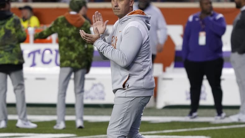 Nov 12, 2022; Austin, Texas, USA; Texas Longhorns head coach Steve Sarkisian before the game against the Texas Christian Horned Frogs at Darrell K Royal-Texas Memorial Stadium. Mandatory Credit: Scott Wachter-USA TODAY Sports