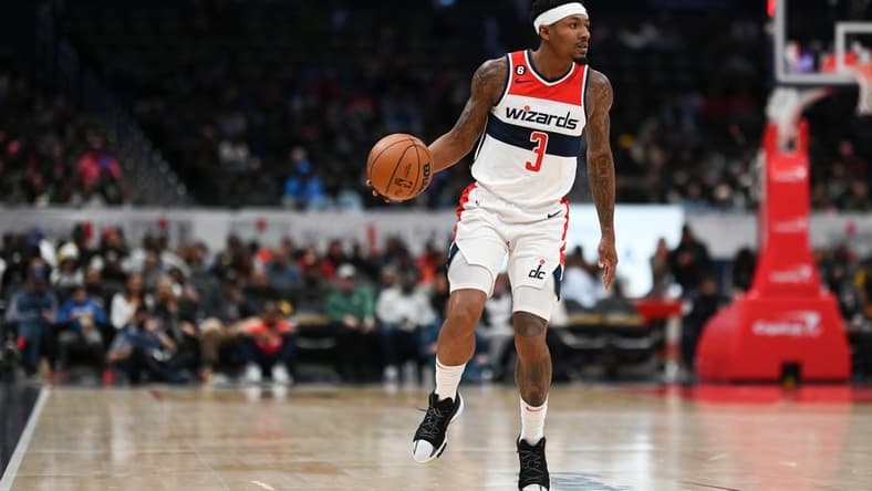 Nov 16, 2022; Washington, District of Columbia, USA; Washington Wizards guard Bradley Beal (3) during the second half against the Oklahoma City Thunder at Capital One Arena. Mandatory Credit: Tommy Gilligan-USA TODAY Sports