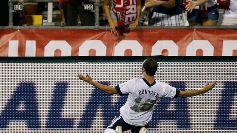 Landon Donovan (10) of the United States celebrates after scoring on Jos     de Jes    s Corona (1) of Mexico        s Men National Team (not in picture) to put United States up 2-0 in the 2nd half during the 2014 FIFA World Cup Qualifying match at Columbus Crew Stadium in Columbus, Ohio on September  10, 2013.

Usavsmex Kr 19

Syndication The Columbus Dispatch