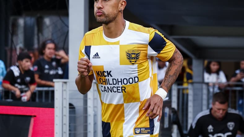 Sep 4, 2022; Washington, District of Columbia, USA; D.C. United defender Tony Alfaro (93) takes the pitch while wearing a MLS Kick Childhood Cancer jersey before the match against the Colorado Rapids before the match at Audi Field. Mandatory Credit: Scott Taetsch-USA TODAY Sports