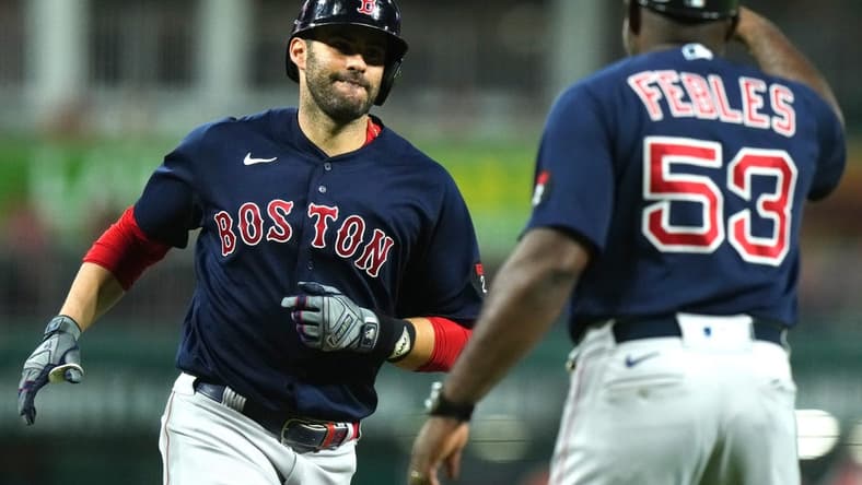 Boston Red Sox designated hitter J.D. Martinez (28) rounds the bases after hitting a home run in the fifth inning of a baseball game against the Cincinnati Reds, Tuesday, Sept. 20, 2022, at Great American Ball Park in Cincinnati.
Mlb Boston Red Sox At Cincinnati Reds Sept 20 0188