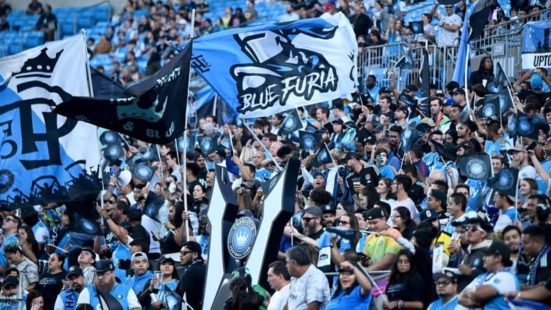 Oct 5, 2022; Charlotte, North Carolina, USA; Charlotte FC fans cheer before a game against the Columbus Crew at Bank of America Stadium. Mandatory Credit: Griffin Zetterberg-USA TODAY Sports