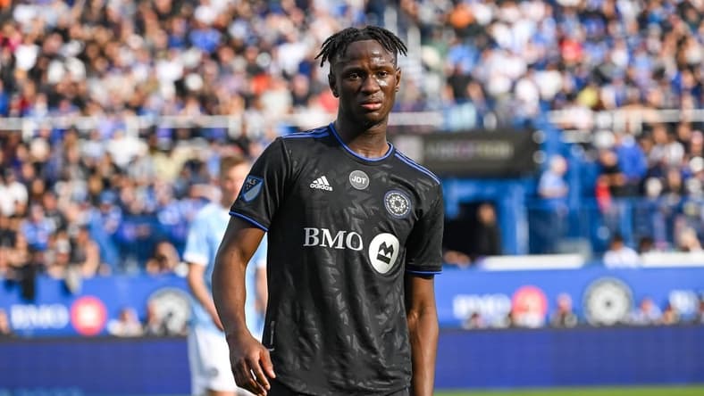 Oct 23, 2022; Montreal, Quebec, Canada; CF Montreal midfielder Ismael Kone (28) against New York City FC during the second half of the conference semifinals for the Audi 2022 MLS Cup Playoffs at Stade Saputo. Mandatory Credit: David Kirouac-USA TODAY Sports