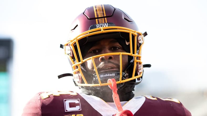 Nov 19, 2022; Minneapolis, Minnesota, USA; Minnesota Golden Gophers running back Mohamed Ibrahim (24) warms up before the game against the Iowa Hawkeyes at Huntington Bank Stadium. Mandatory Credit: Matt Krohn-USA TODAY Sports