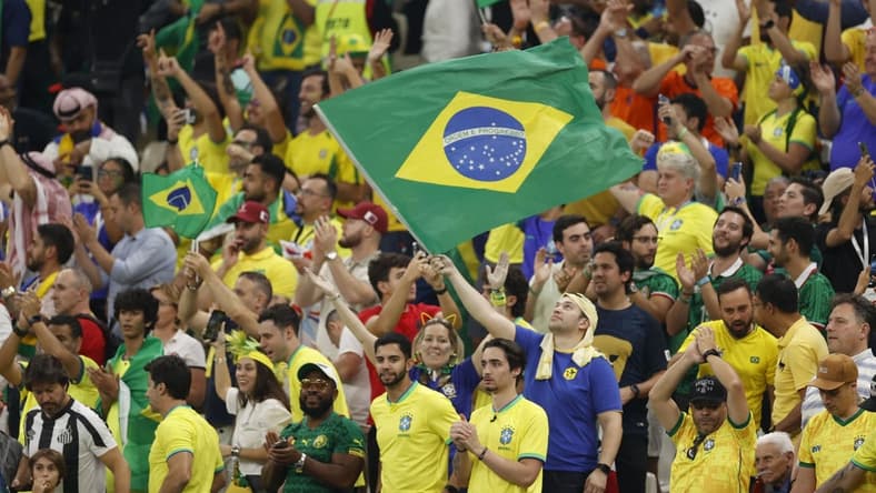 Nov 24, 2022; Lusail, Qatar; Brazil fans react after the game against Serbia for a group stage match during the 2022 World Cup at Lusail Stadium. Mandatory Credit: Yukihito Taguchi-USA TODAY Sports