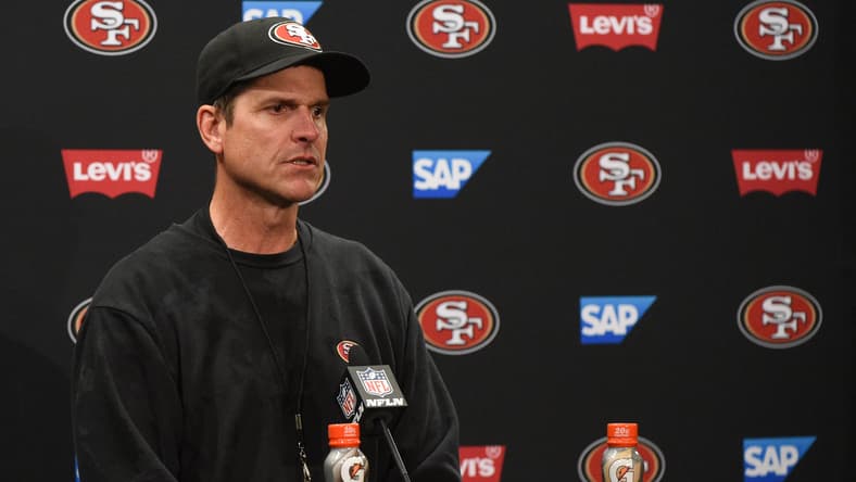 san francisco 49ers head coach jim harbaugh