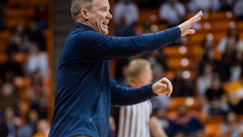 FAU's head men's basketball coach Dusty May at a game against UTEP Thursday, Jan. 27, 2022, at the Don Haskins Center in El Paso.